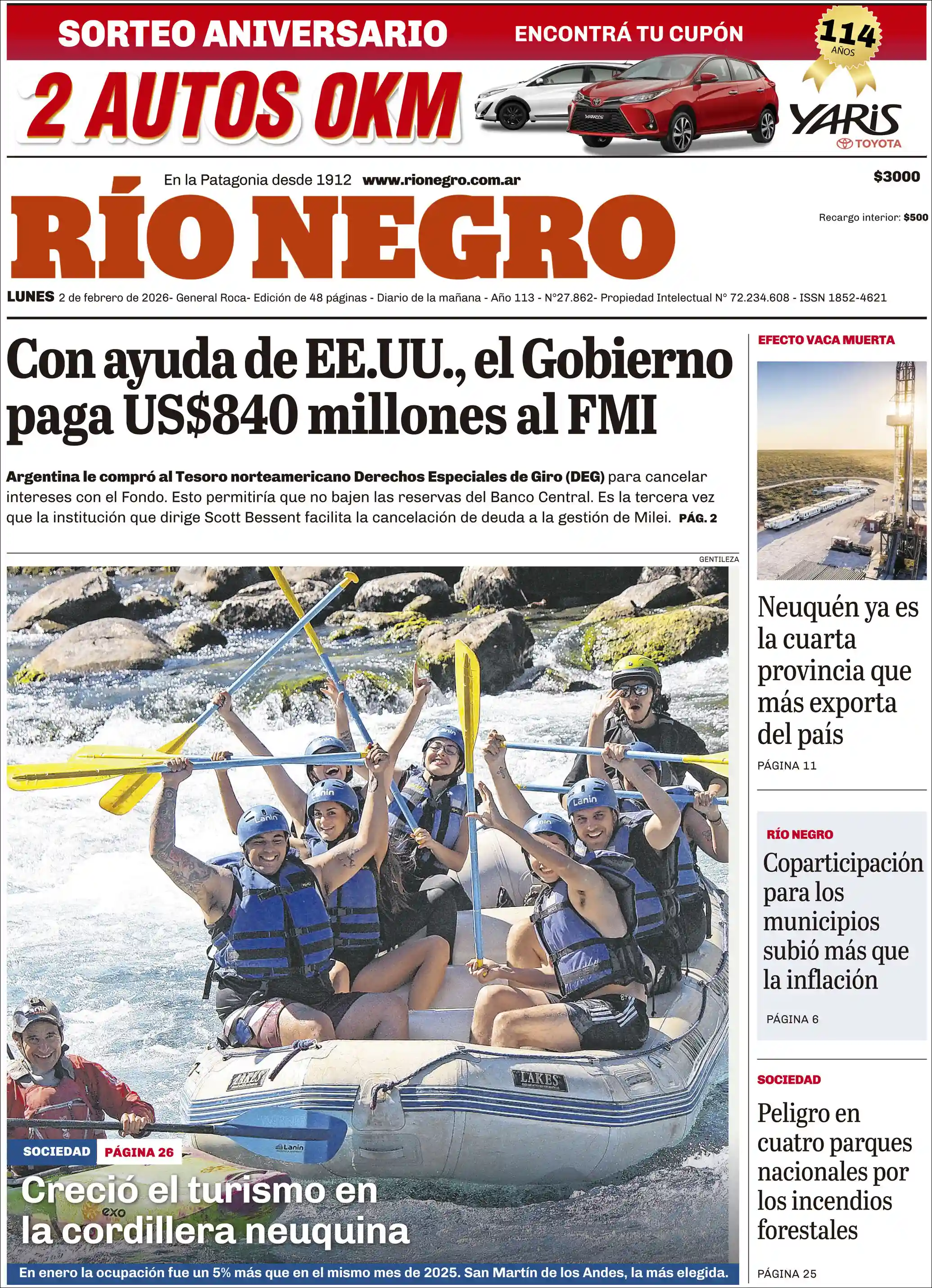 Estudios Max | RADIO TV VAMOS - Tapa del diario Rio Negro