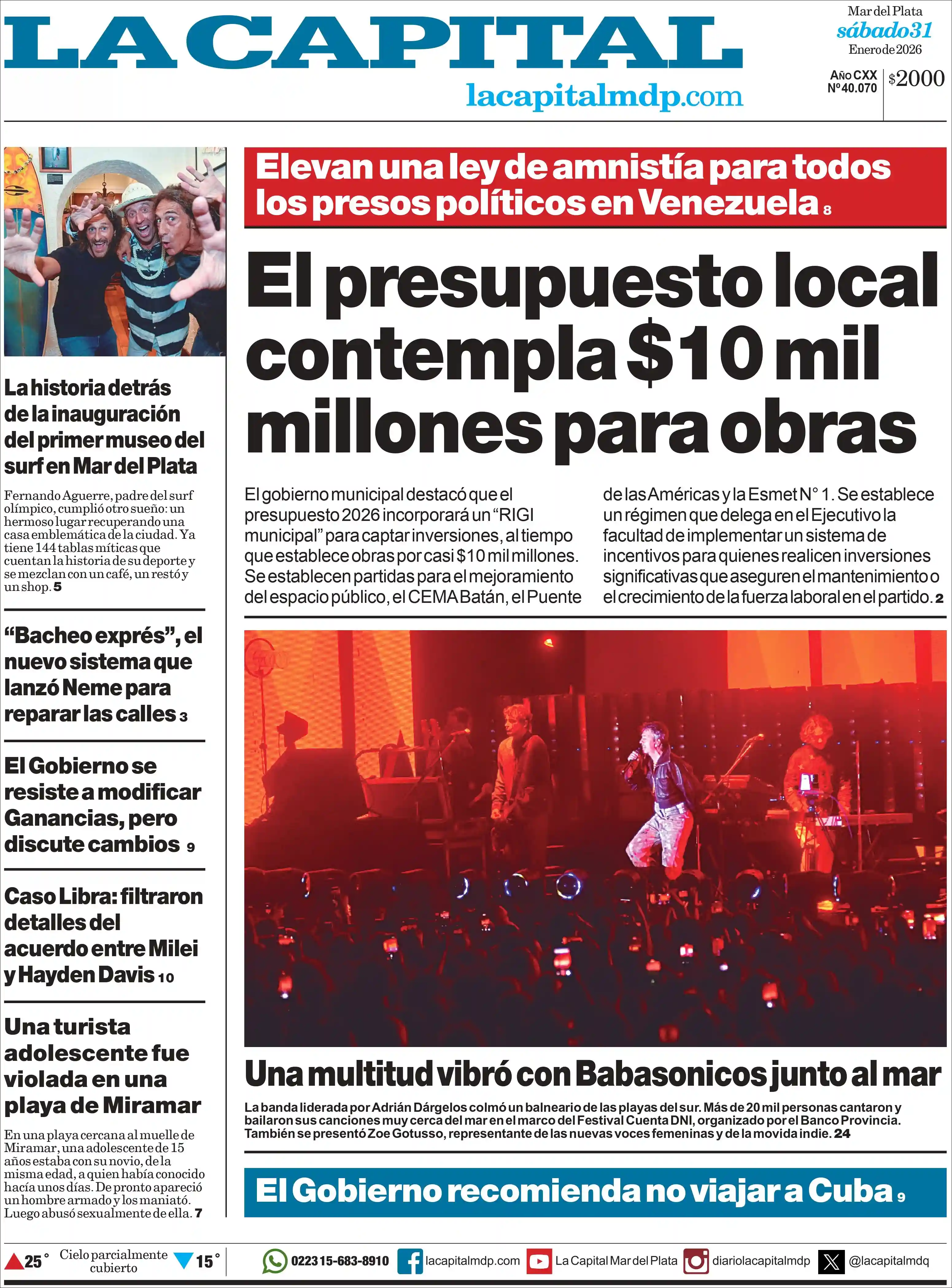 Estudios Max | RADIO TV VAMOS - Tapa del diario La Capital